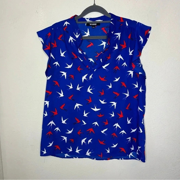 Red, White and Blue Bird Blouse Size Large - Picture 1 of 7
